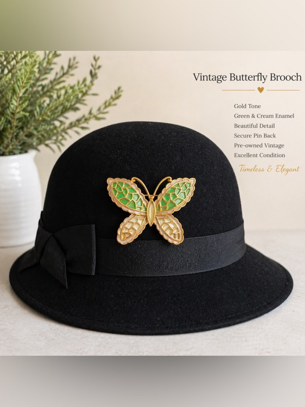 JJ Vintage Butterfly Brooch